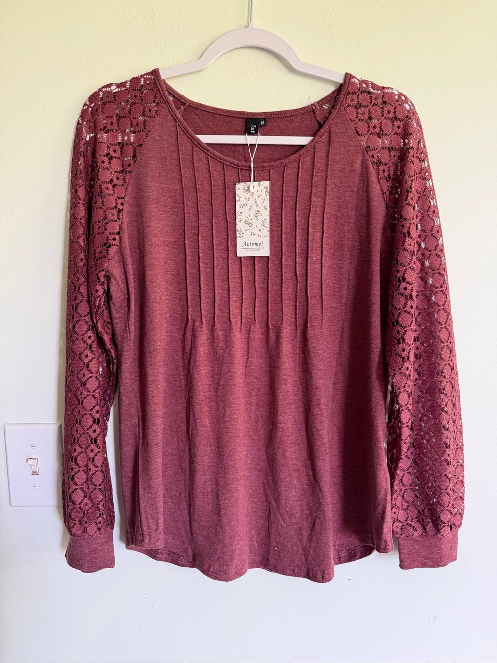 Automet Lace-Sleeve Pintuck Top NWT Business Casual Work Office Professional